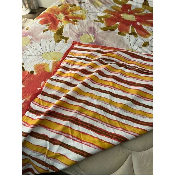 RARE!! Vintage Vera Neumann King Cotton Floral/Striped "Ellison" Duvet Cover Per - Picture 3 of 6